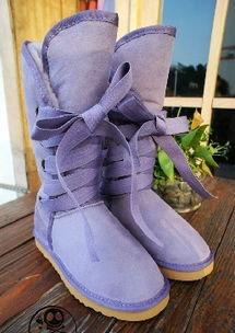 紫色雪地靴搭配图片,冬日时尚新宠